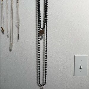 Katia Designs 55” Black Howlite Beaded Necklace w/ Manifesting Goddess Arianrhod